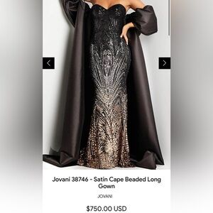 Jovani evening gown, NWT, size 16, color black/brown